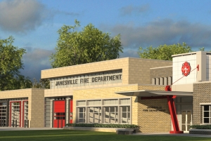Rendering of Janesville, Wisc., fire station from ADG Architects