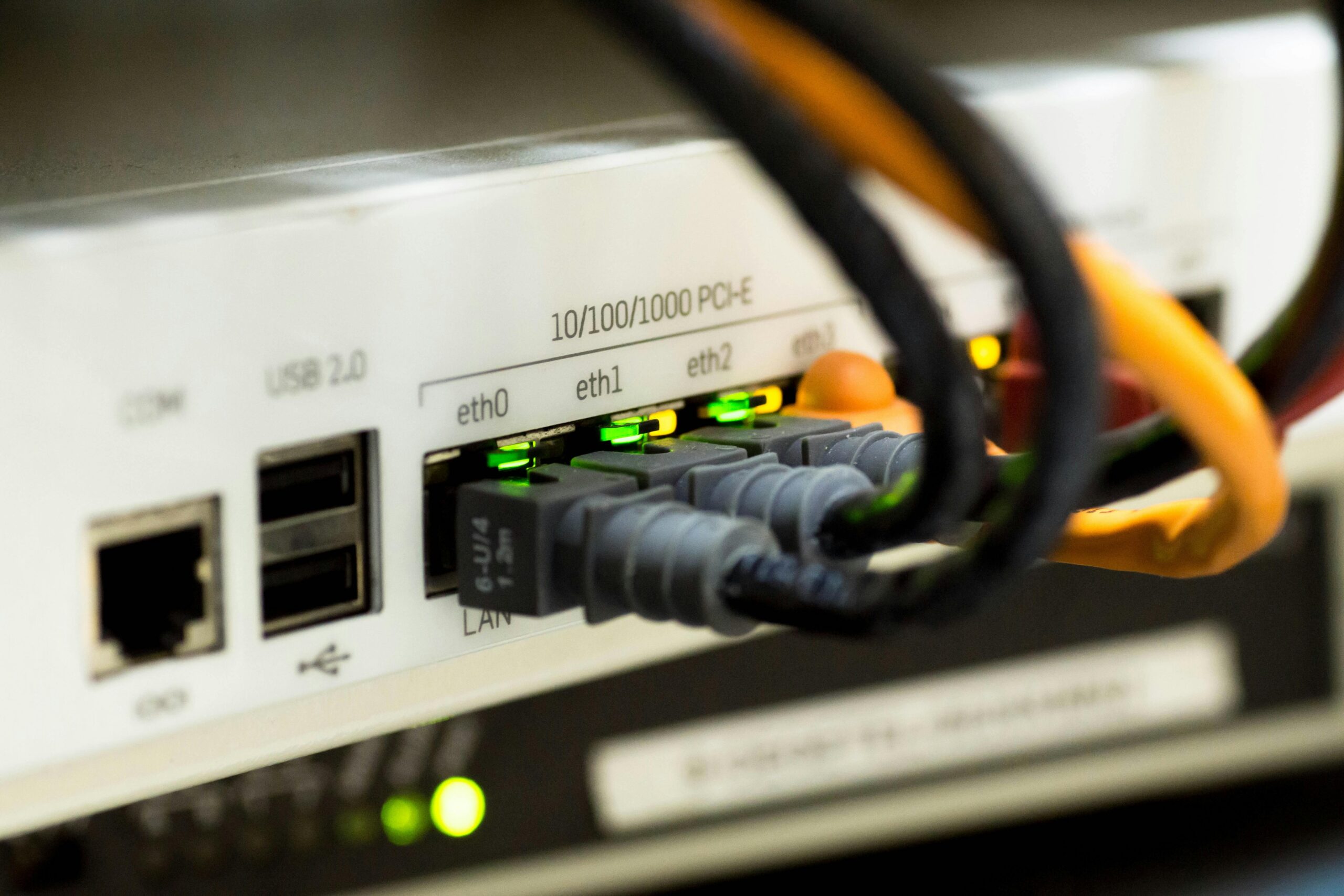 The image depicts a wired internet connection.