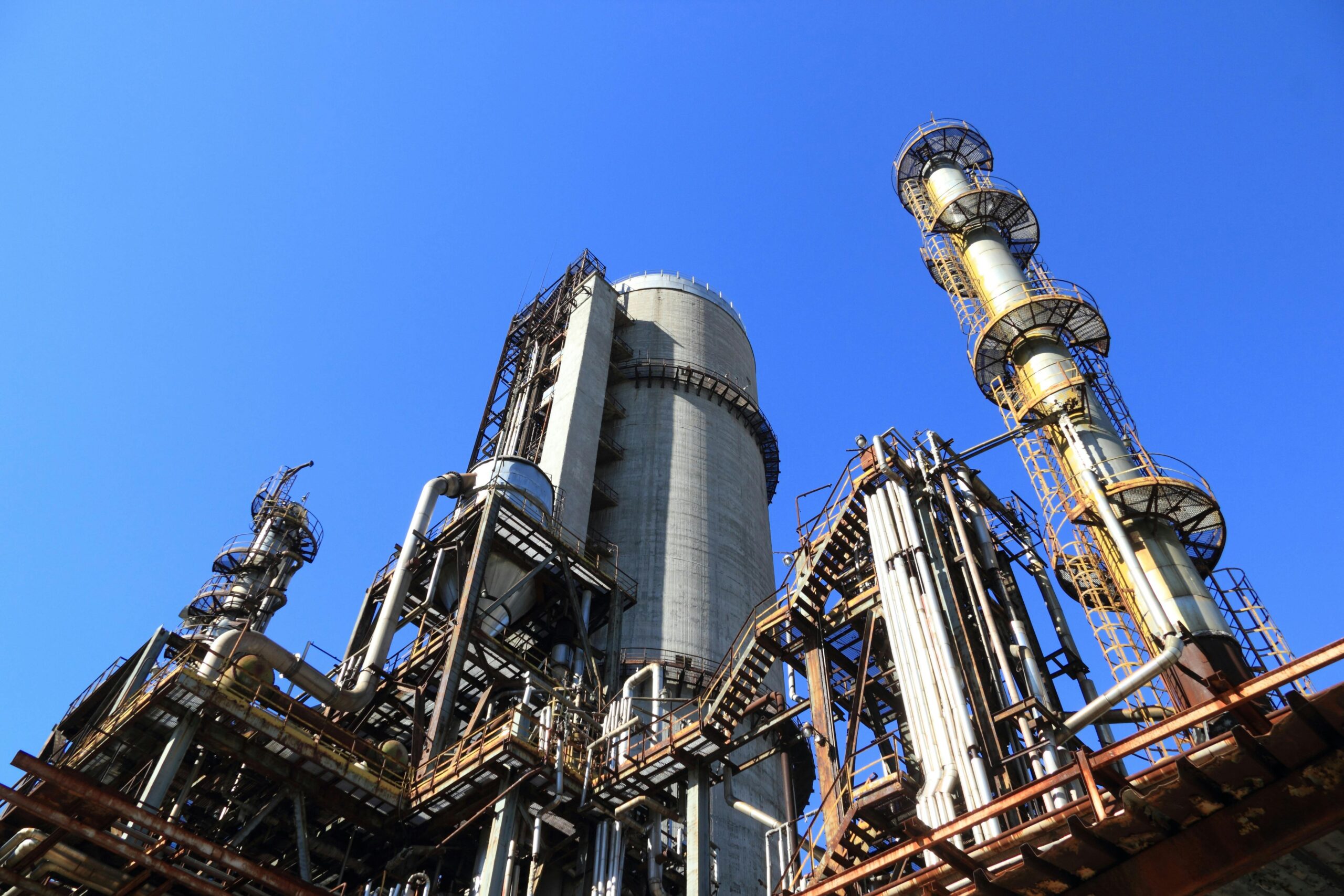 A chemical plant from the ground.