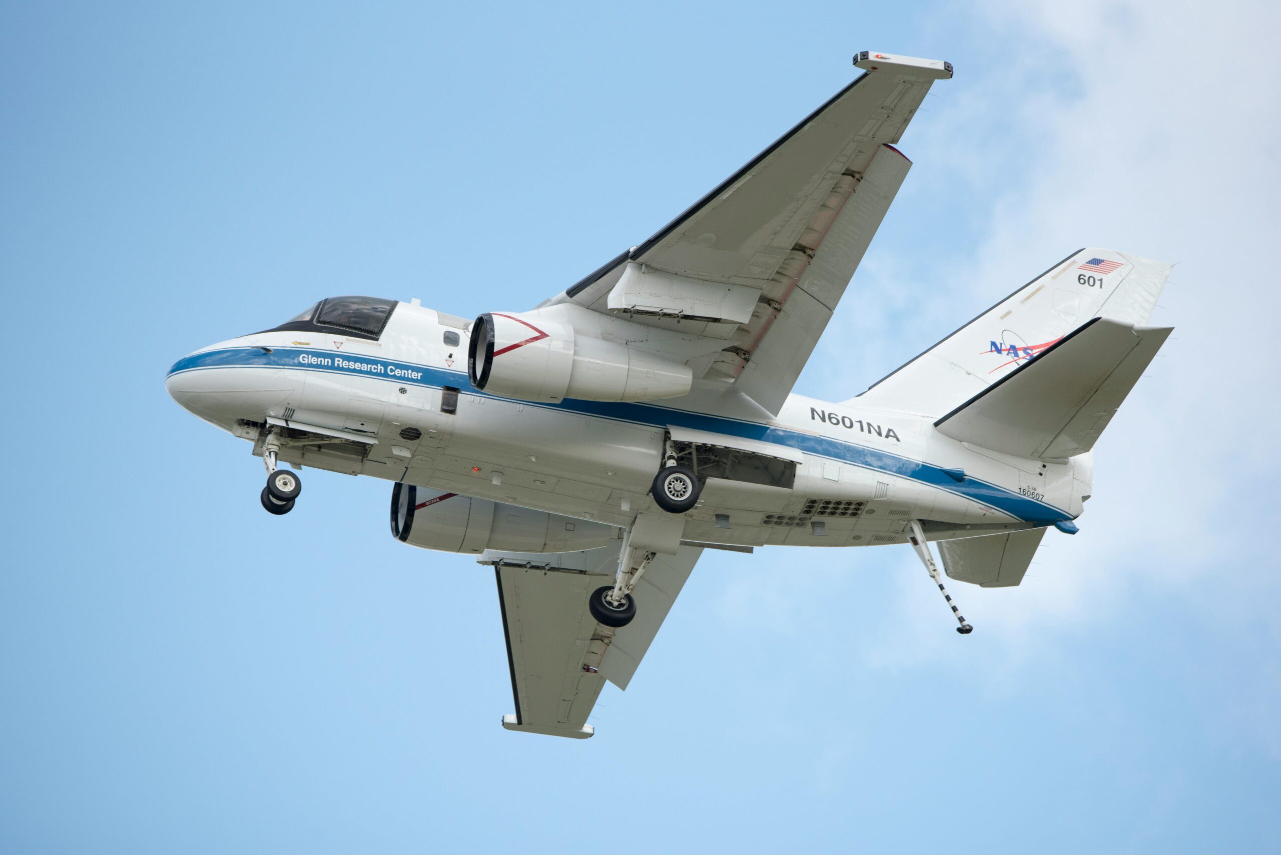 A NASA aircraft from underneath.