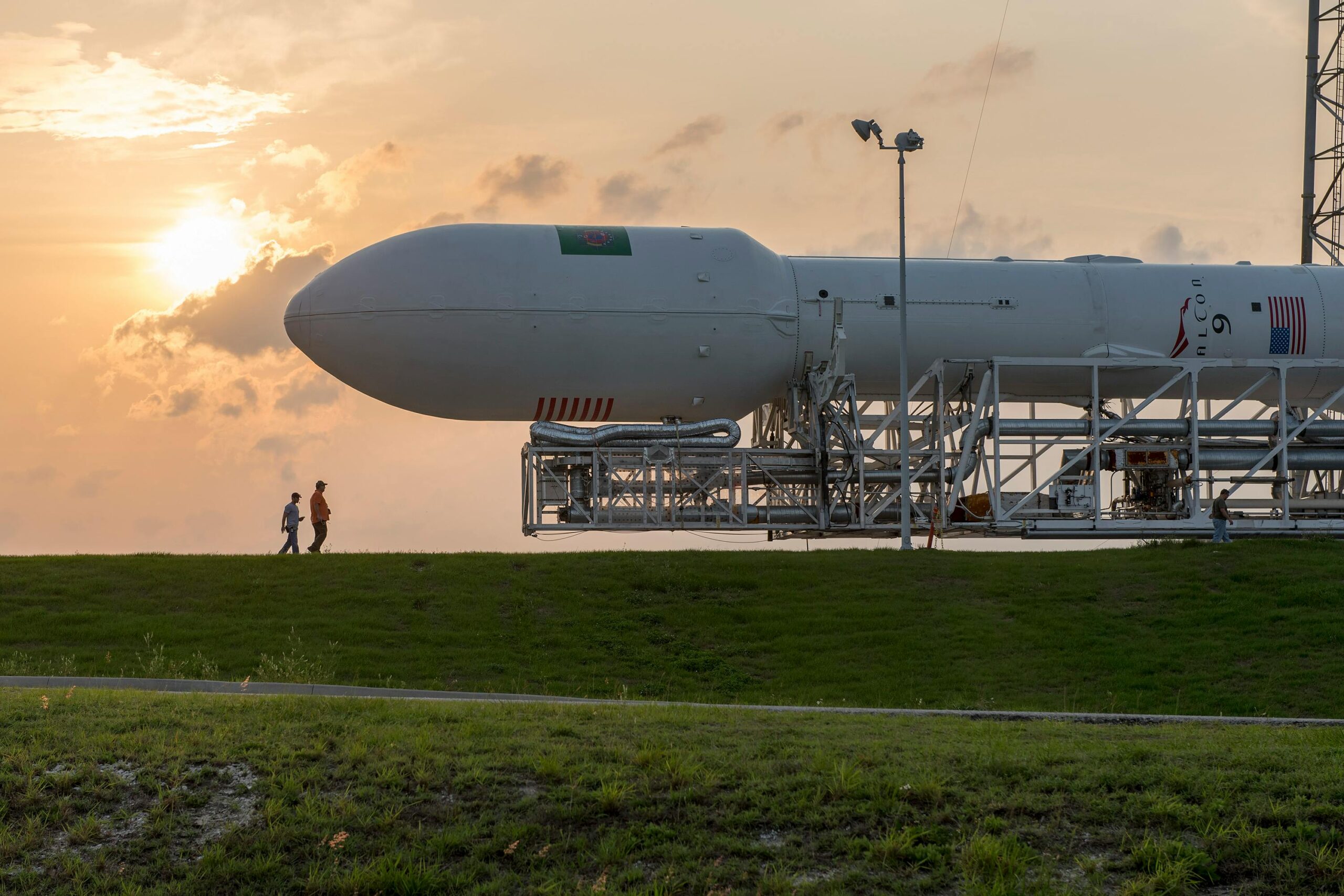 A SpaceX rocket prepares for launch in Florida.