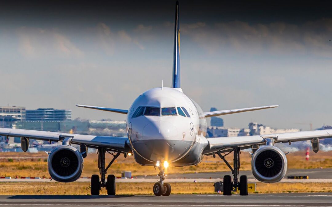View of airplane landing