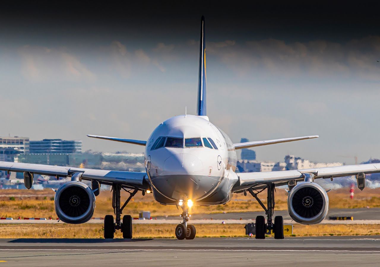 View of airplane landing