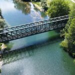 A border bridge in Germany from an aerial perspective.