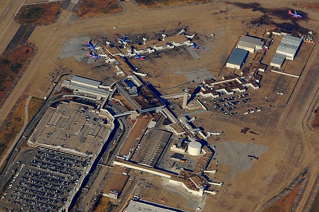 An aerial view of the Love Field Airport in Dallas.