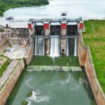 A hydroelectric power plant from above.