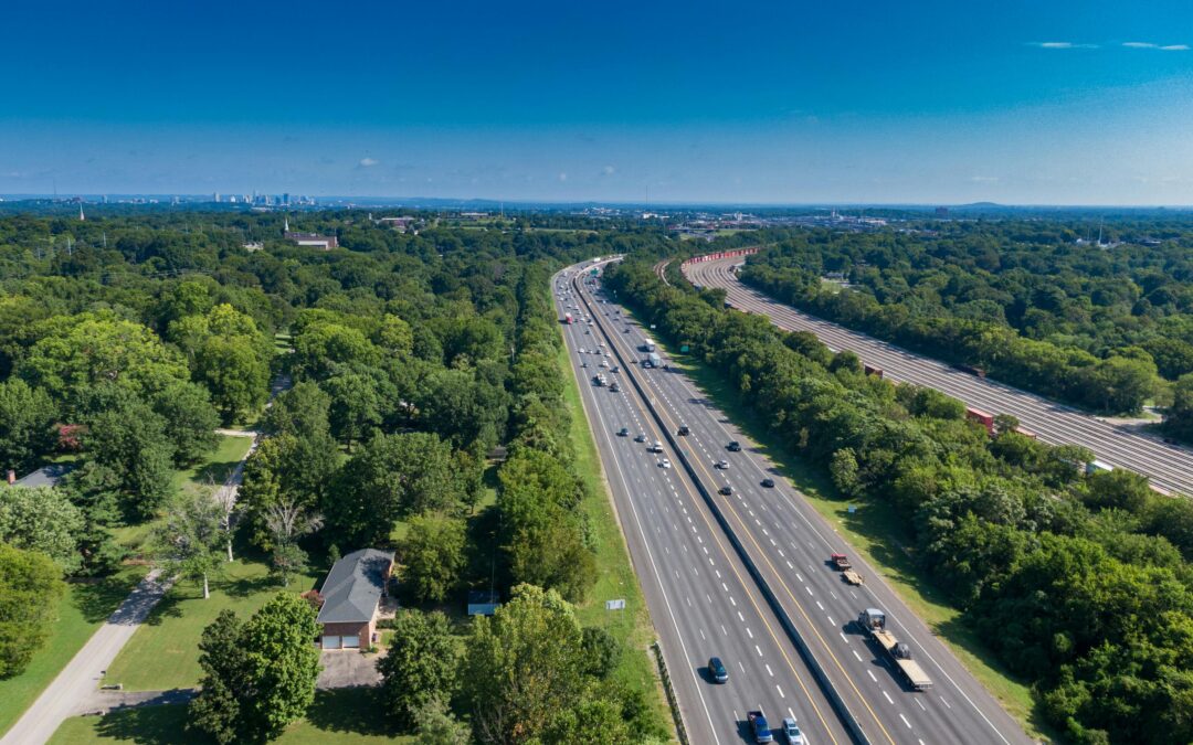 An American highway from an aerial view.