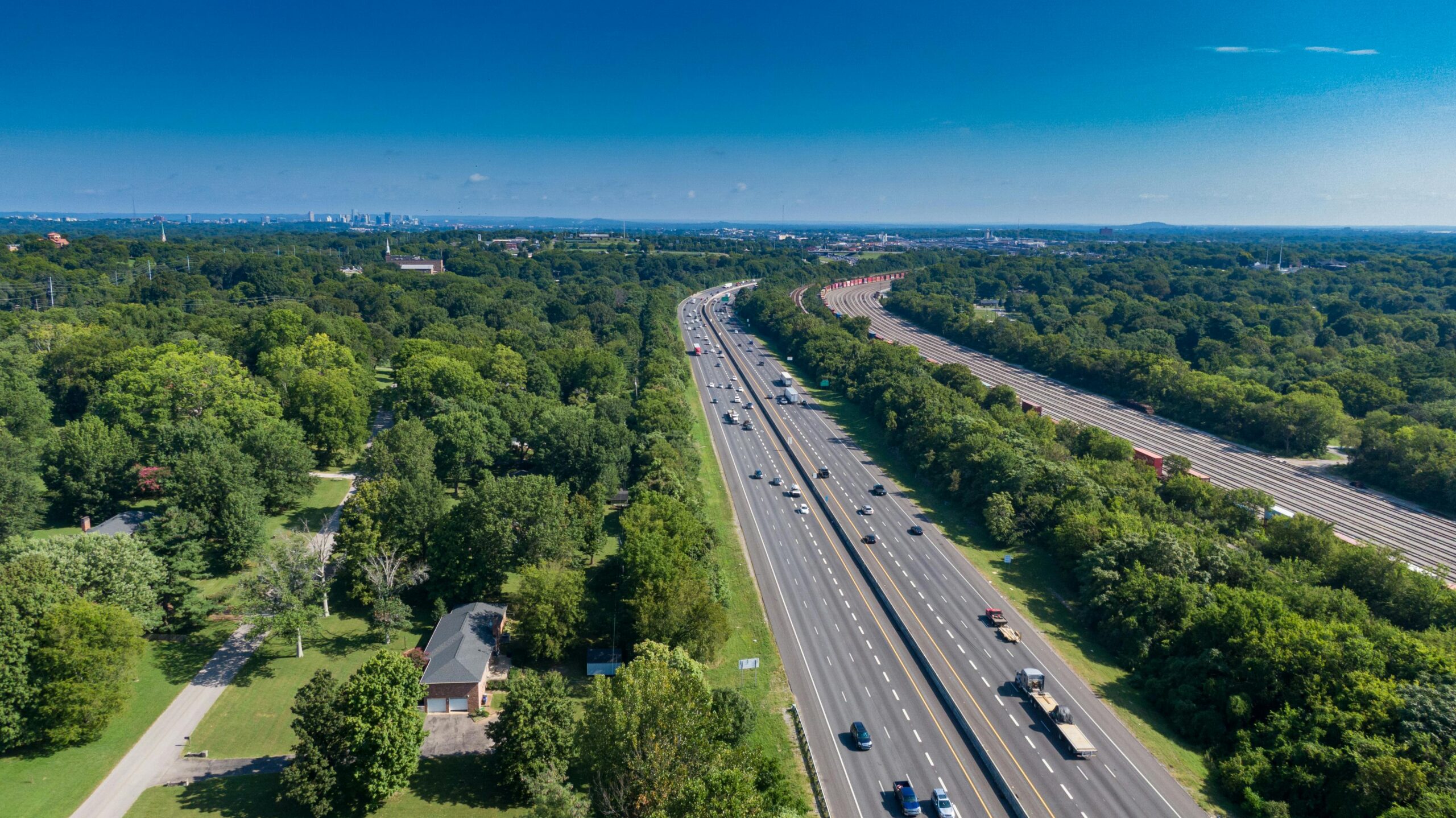An American highway from an aerial view.