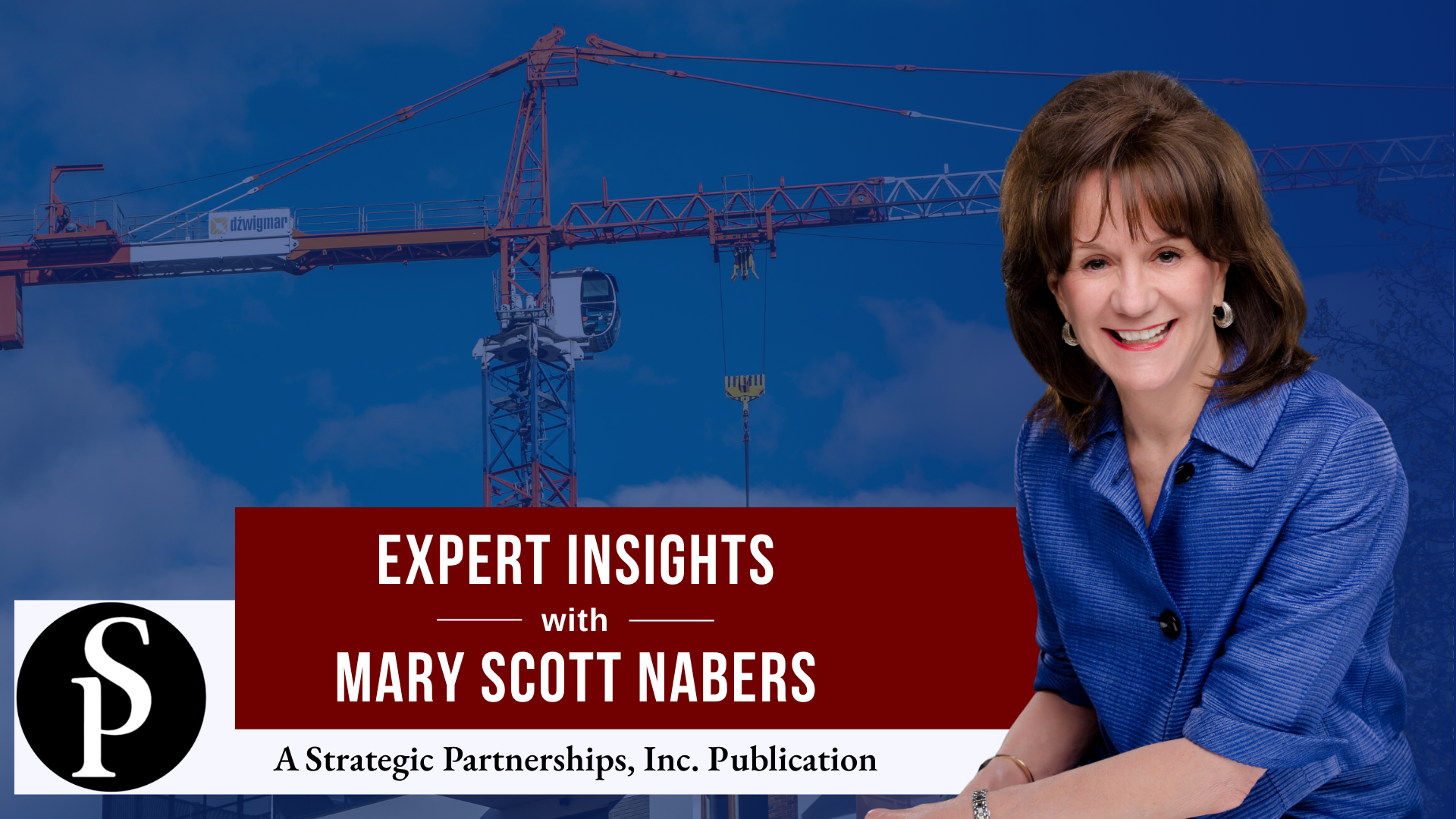 Mary Scott Nabers before a construction crane for her weekly column.