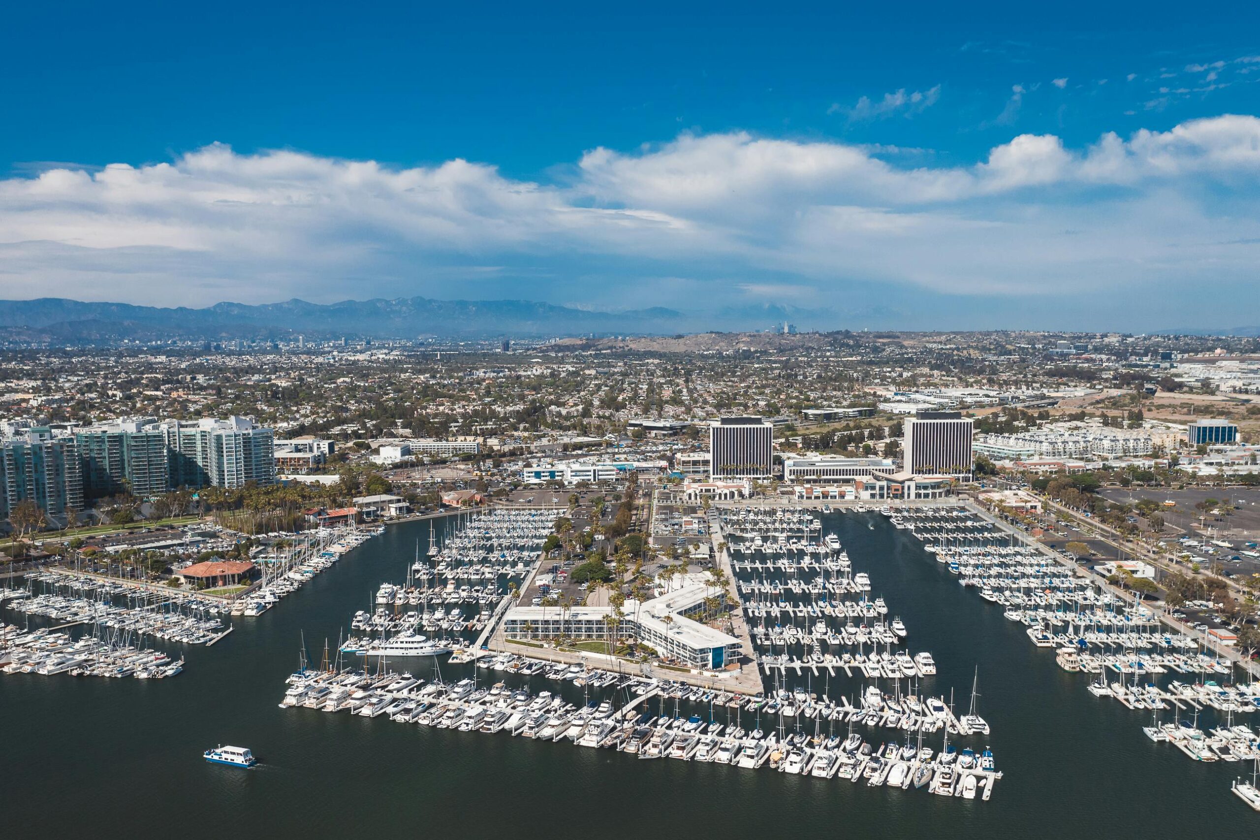 A drone image of the Port of Los Angeles in California.