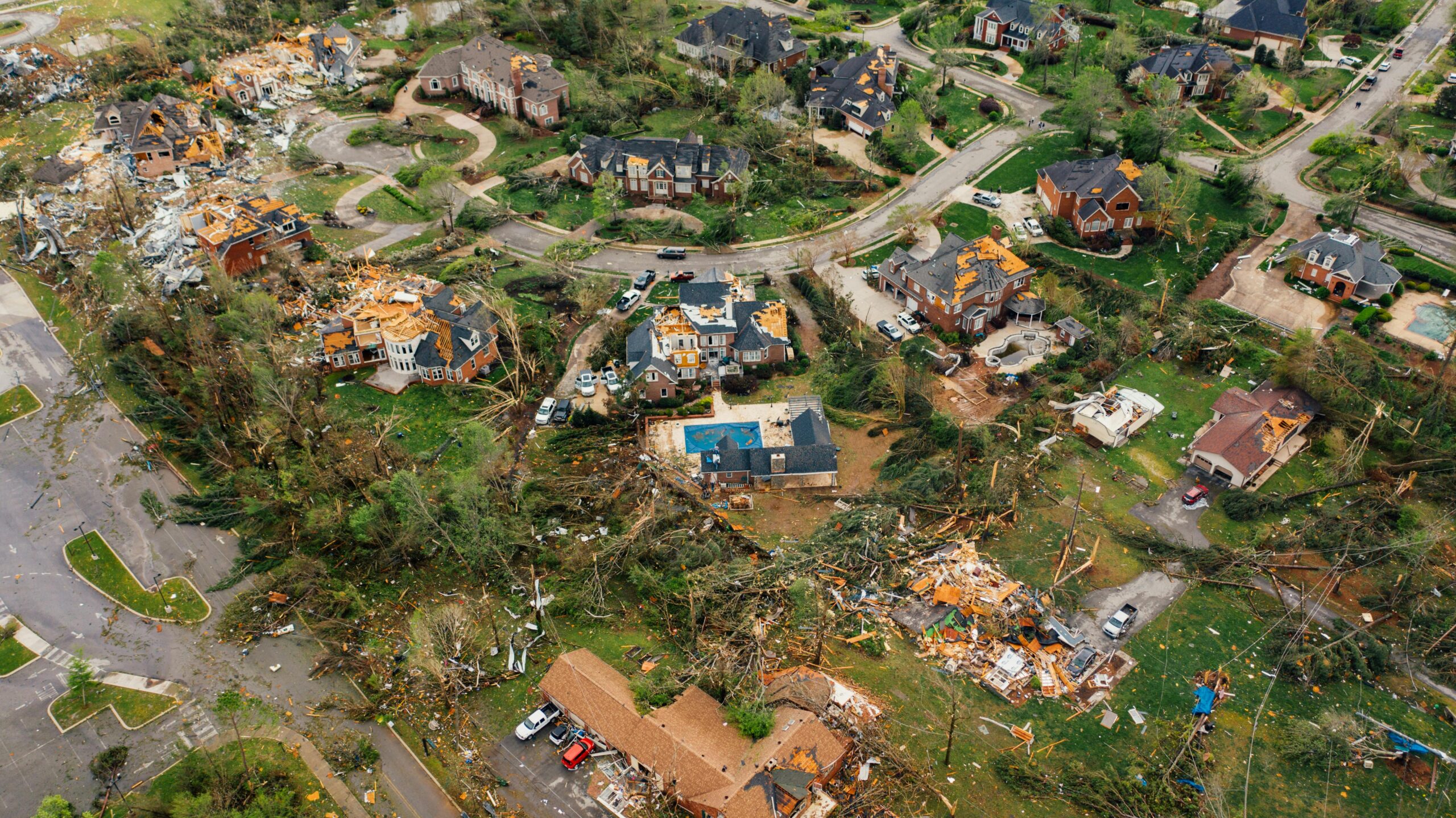 pexels-kelly-4170461 An aerial view of Tennessee homes destroyed by a natural disaster.