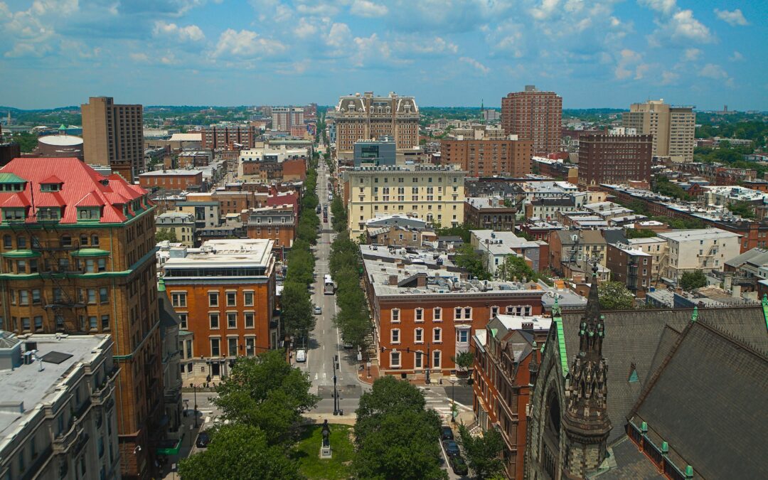 An aerial image of Baltimore's downtown.