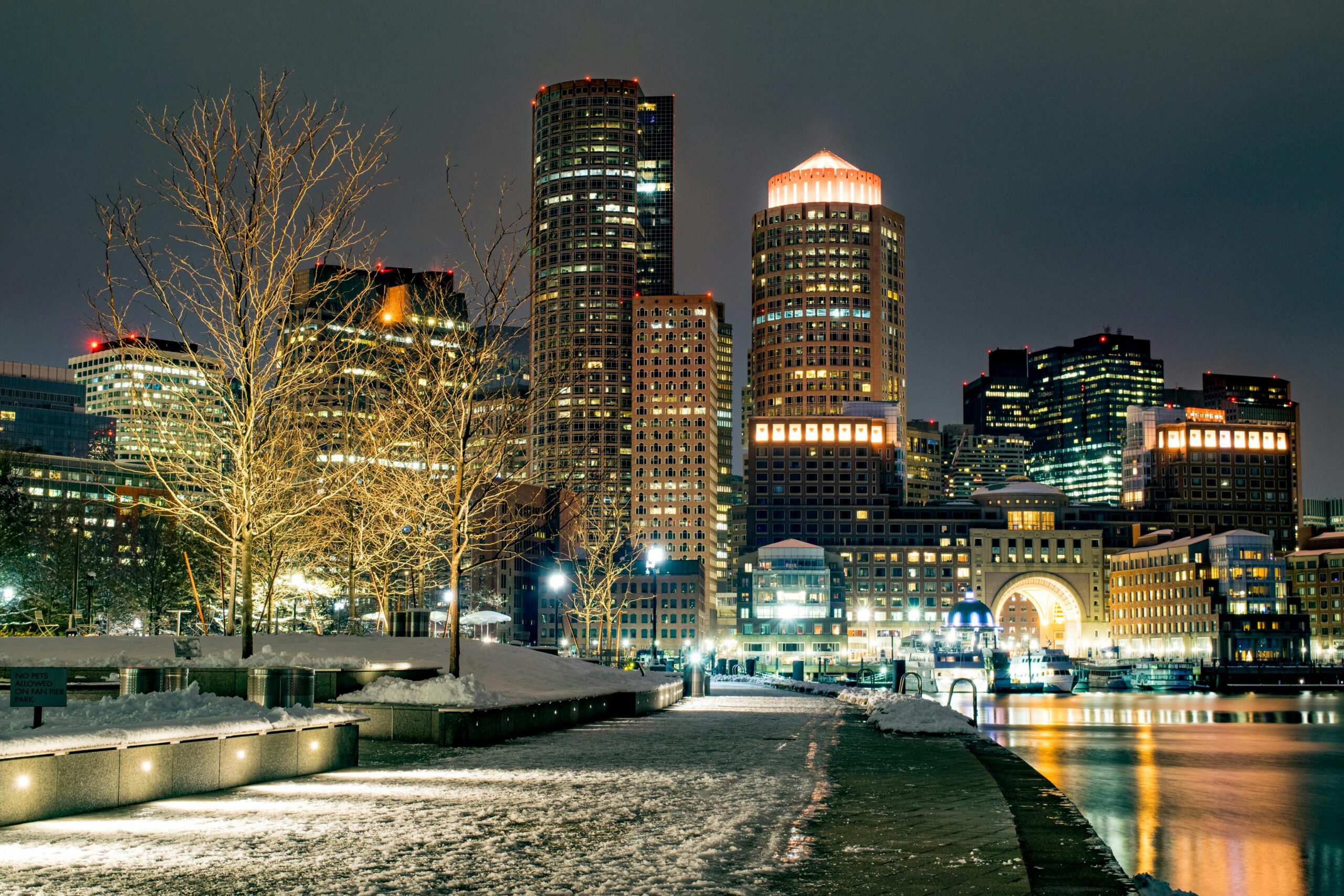 pexels-nate-hovee-3069537-4659963 The Boston skyline at night with snow.