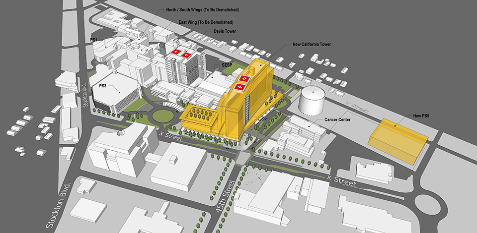 CA UC Cavis California Tower SE Aerial UC Davis Medical Center to build $3.75B hospital