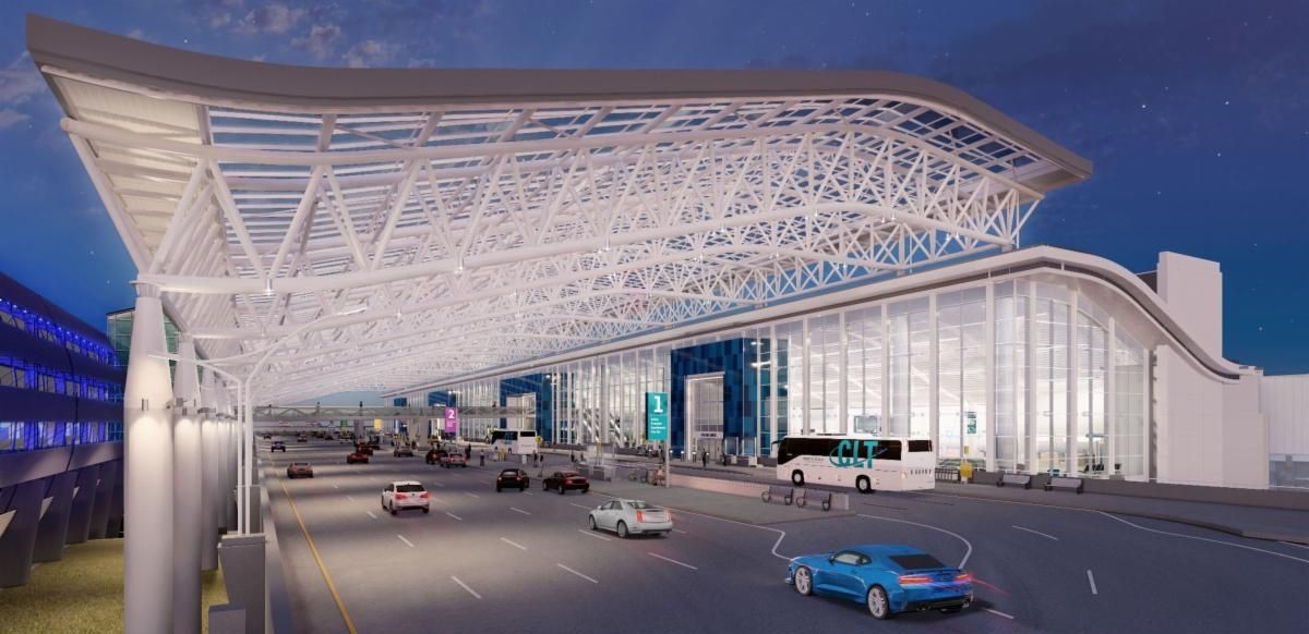 Charlotte airport terminal lobby expansion rendering Charlotte airport embarks on $600M terminal expansion