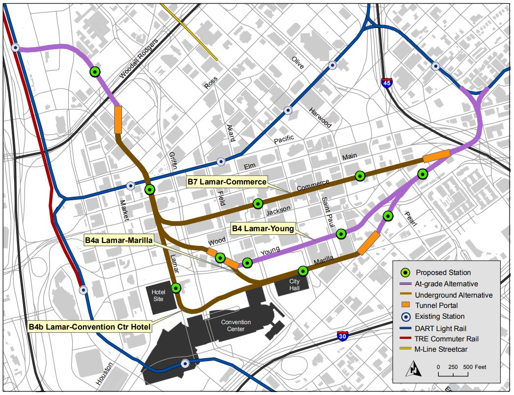 DART D2 subway map Design advancing on $1.4B Dallas subway