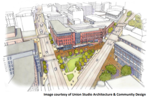 Dorrance Street Transit Center rendering 300x203 Mobility hub projects are abundant; each requires diverse types of contracting partners