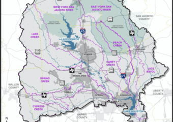 Houston drainage San Jacinto River Basin map 340x240 Regional study advises $3B in flood mitigation projects for Houston area