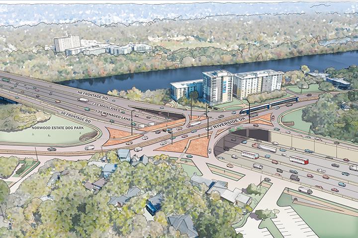 I 35 Capital Express North Riverside Rendering WEB TxDOT unveils design changes to $4.9B I 35 Capital Express Central project