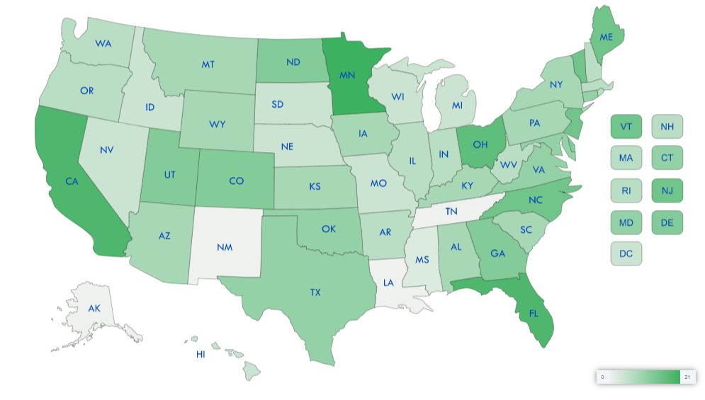 Internet Association IT readiness map Minnesota, California, Florida rated most IT ready states