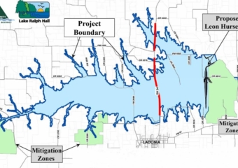 Lake Ralph Hall map 340x240 Lake Ralph Hall Reservoir project nets $413M in water development funding