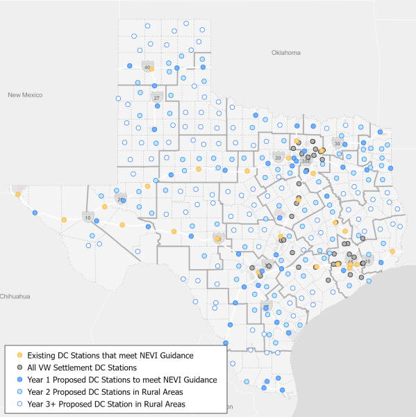 TxDOT EV map TxDOT releases draft EV charging plan