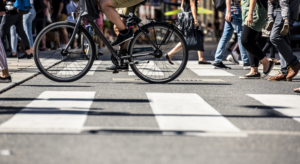 pedestrian bike crossing WEB 300x164 Cities, counties launching projects to reach sustainability goals